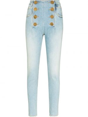 Knappen opp stretch jeans Balmain blå