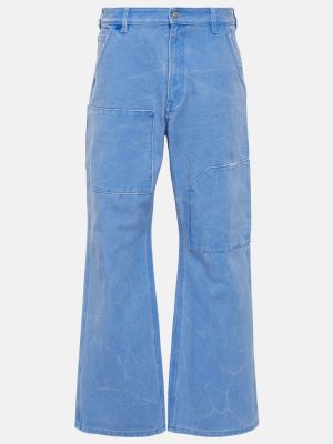 Pantalones rectos de algodón de algodón Acne Studios azul