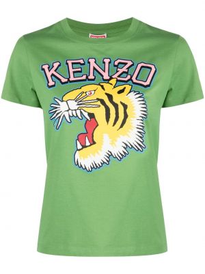 Памучна тениска с принт Kenzo зелено