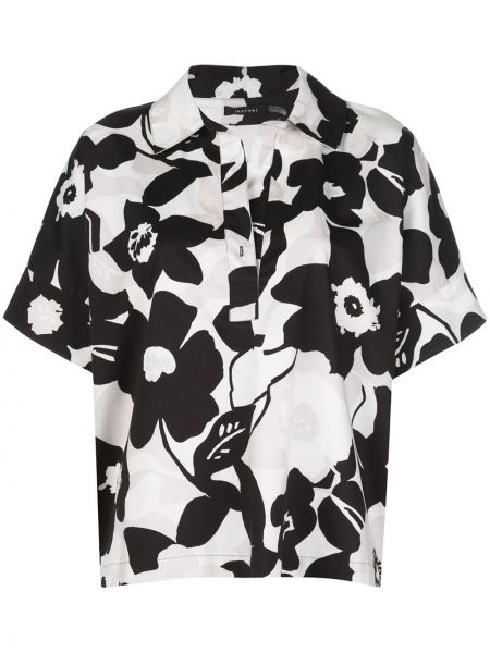 Свободного кроя рубашка в цветочный принт Natori, черная