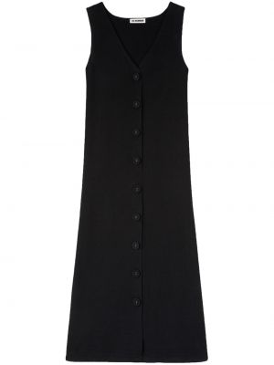 Πλεκτή μίντι φόρεμα με λαιμόκοψη v Jil Sander μαύρο