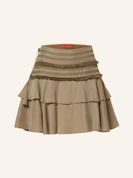 Hedvábné mini sukně s volány Max & Co. khaki