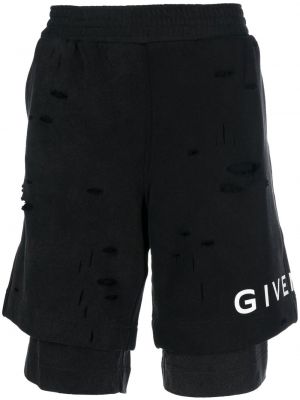 Czarne szorty z nadrukiem Givenchy