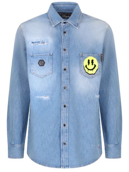 Джинсовая рубашка Philipp Plein голубая