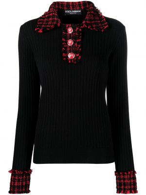Polo en tweed Dolce & Gabbana noir