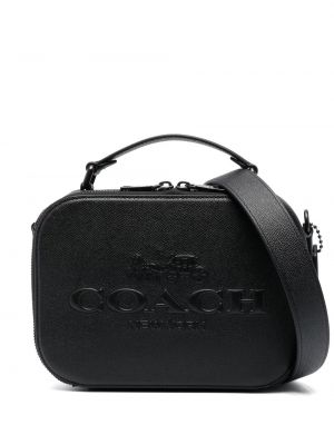 Δερμάτινη τσάντα ώμου Coach μαύρο
