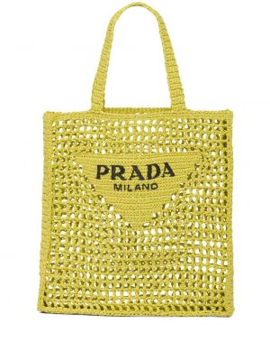Шопинг чанта бродирани Prada жълто