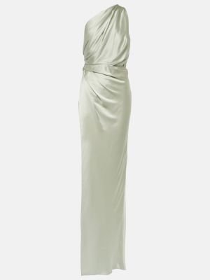 Drapované hedvábné saténové dlouhé šaty The Sei stříbrné