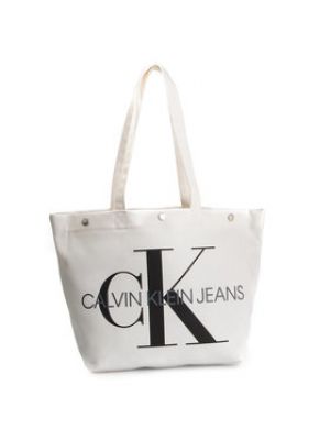 Shopper kabelka Calvin Klein Jeans bílá