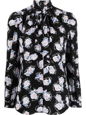 Блуза на цветя с принт Dvf Diane Von Furstenberg черно