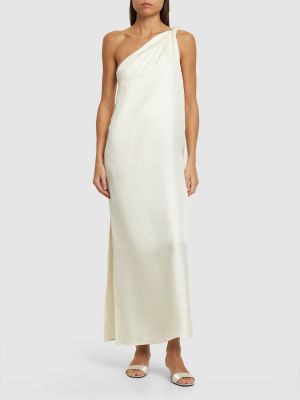 Ασύμμετρη μεταξωτή μίντι φόρεμα Loulou Studio λευκό