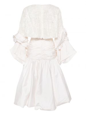Robe de soirée à fleurs avec applique Gaby Charbachy blanc