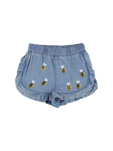 Bomull brodert jeans-shorts for jenter Stella Mccartney Kids blå