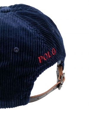 Haftowana czapka z daszkiem sztruksowa Polo Ralph Lauren niebieska