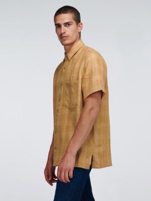 Camisa de lino a cuadros Nanushka beige