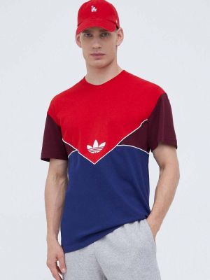 Красная хлопковая футболка с аппликацией Adidas Originals