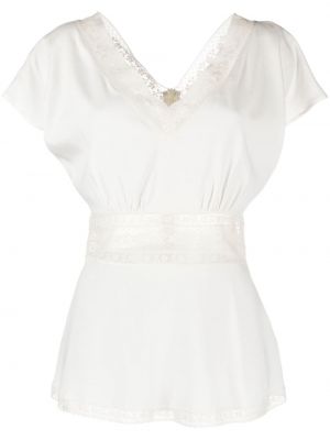Копринена блуза с дантела P.a.r.o.s.h. бяло