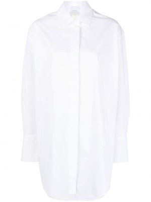 Bavlnené košeľové šaty s potlačou Patou biela