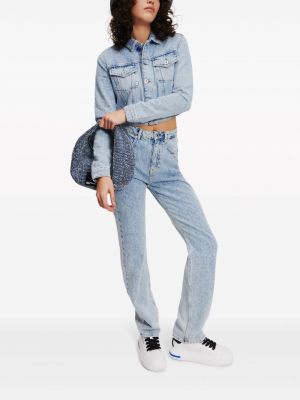 Proste jeansy z wysoką talią Karl Lagerfeld Jeans niebieskie