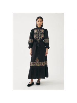 Haftowana sukienka długa Antik Batik czarna
