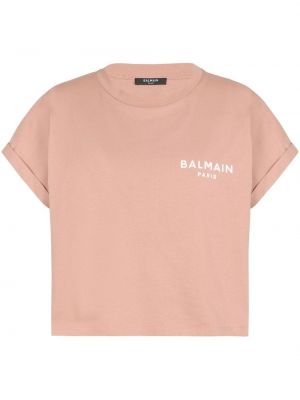 T-shirt con stampa Balmain rosa