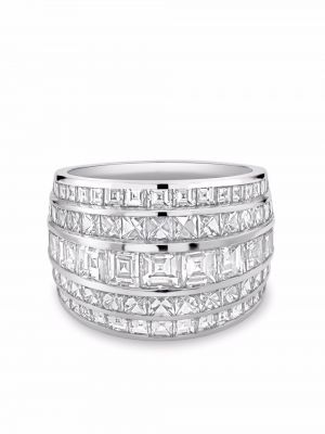 С ромбами с бриллиантом кольцо классическое Pragnell, серебряный
