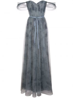 Tüll abendkleid mit drapierungen Marchesa Notte Bridesmaids blau