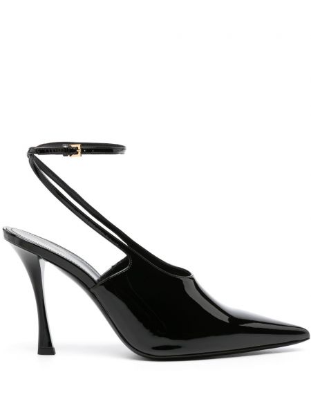 Кожени полуотворени обувки от лакирана кожа с отворена пета Givenchy черно