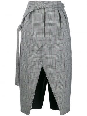 Kostkované slim fit vlněné plisovaná sukně Unravel Project - černá