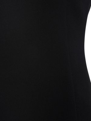 Volnena oprijeta midi obleka iz krep tkanine Ami Paris črna
