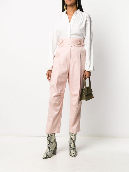 Pantalones rectos de cintura alta Zimmermann rosa