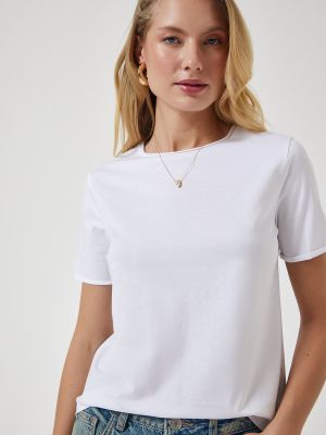 Плетена тениска Happiness İstanbul бяло
