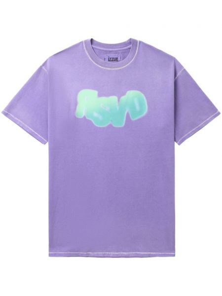 Bavlnené tričko s potlačou Izzue fialová