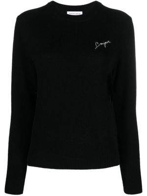 Пуловер с кръгло деколте Maison Labiche черно