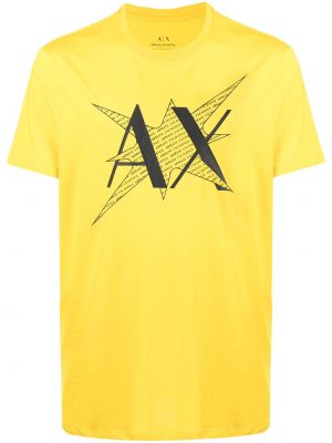 Trykt bomull t-skjorte Armani Exchange gul