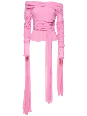 Crop top od jersey s draperijom Acne Studios ružičasta