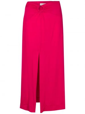 Rovný štěrbina viskózové midi sukně Nk - růžová