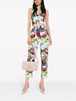 Mustriline lilleline püksid Dolce & Gabbana valge