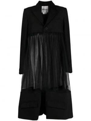 Plisovaný průsvitný kabát Noir Kei Ninomiya černý