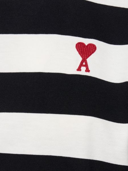 Pruhované bavlnené tričko Ami Paris čierna