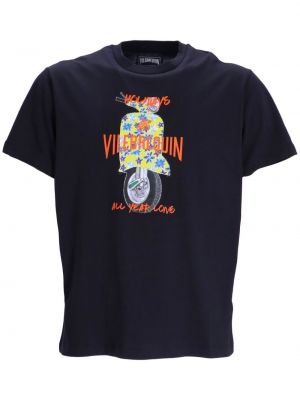 Koszulka bawełniana z nadrukiem Vilebrequin niebieska