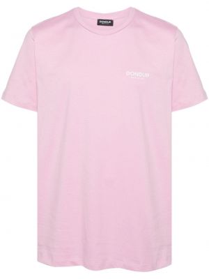 Bavlnené tričko s potlačou Dondup ružová