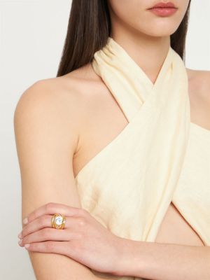Herzmuster ring mit kristallen Timeless Pearly gold