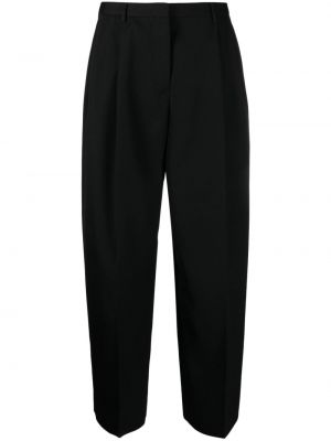 Plisované bavlněné vlněné kalhoty Jil Sander černé