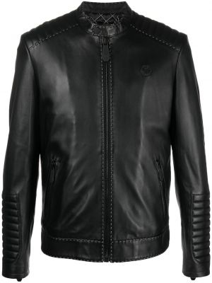 Байкерская кожаная куртка Philipp Plein, черная