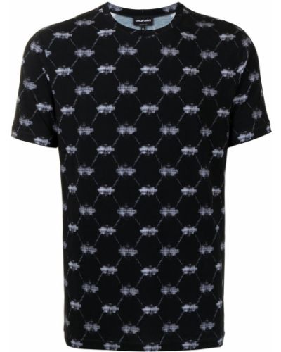 Camiseta con estampado con estampado abstracto Giorgio Armani negro