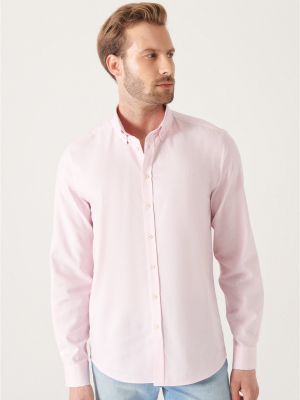 Βαμβακερό πουκάμισο με κουμπιά Avva ροζ