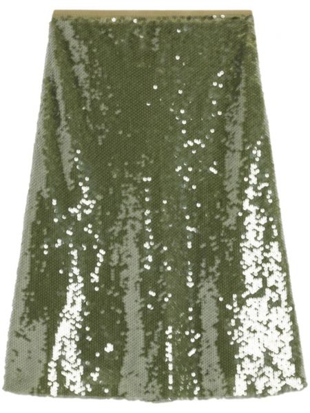 Flitrovaná midi sukňa Ami Paris zelená