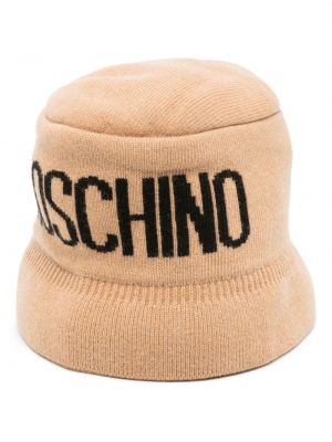 Dzianinowy kapelusz Moschino beżowy