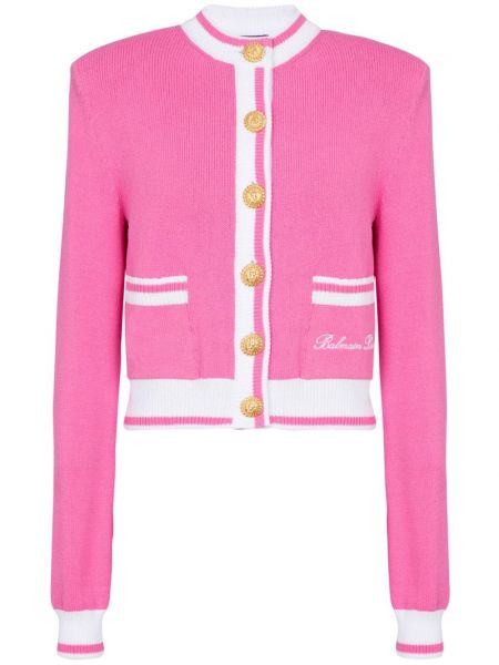 Cardigan lung cu broderie Balmain